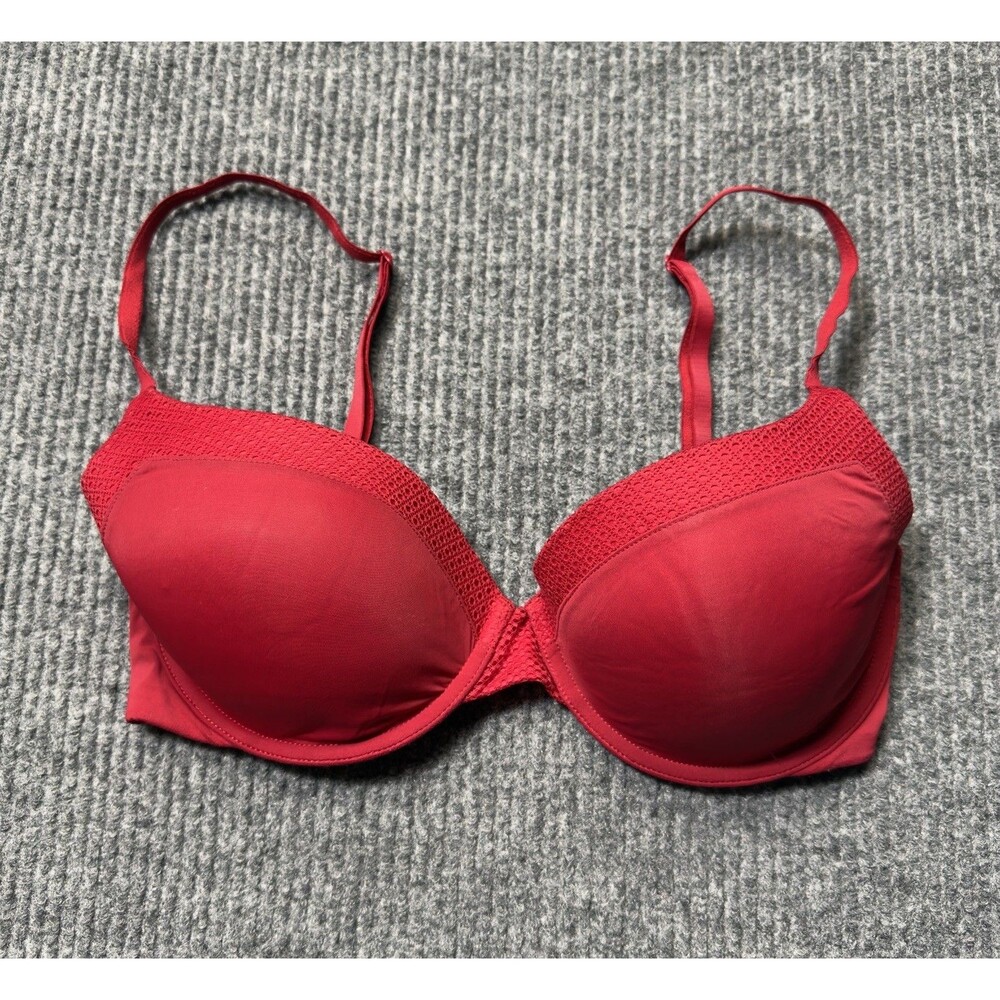 Victoria's Secret 34DD Red T-Shirt Lightly Lined Scoop Demi Bra Underwire